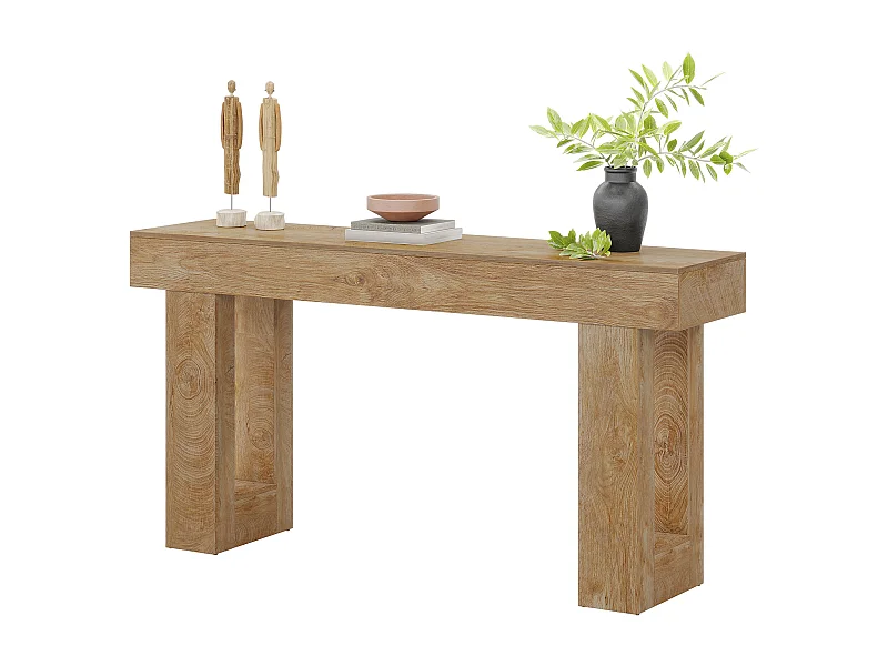 Mesa de consola rectangular de 160 cm de largo, Mesa baja detrás del sofá para la entrada (Natural)