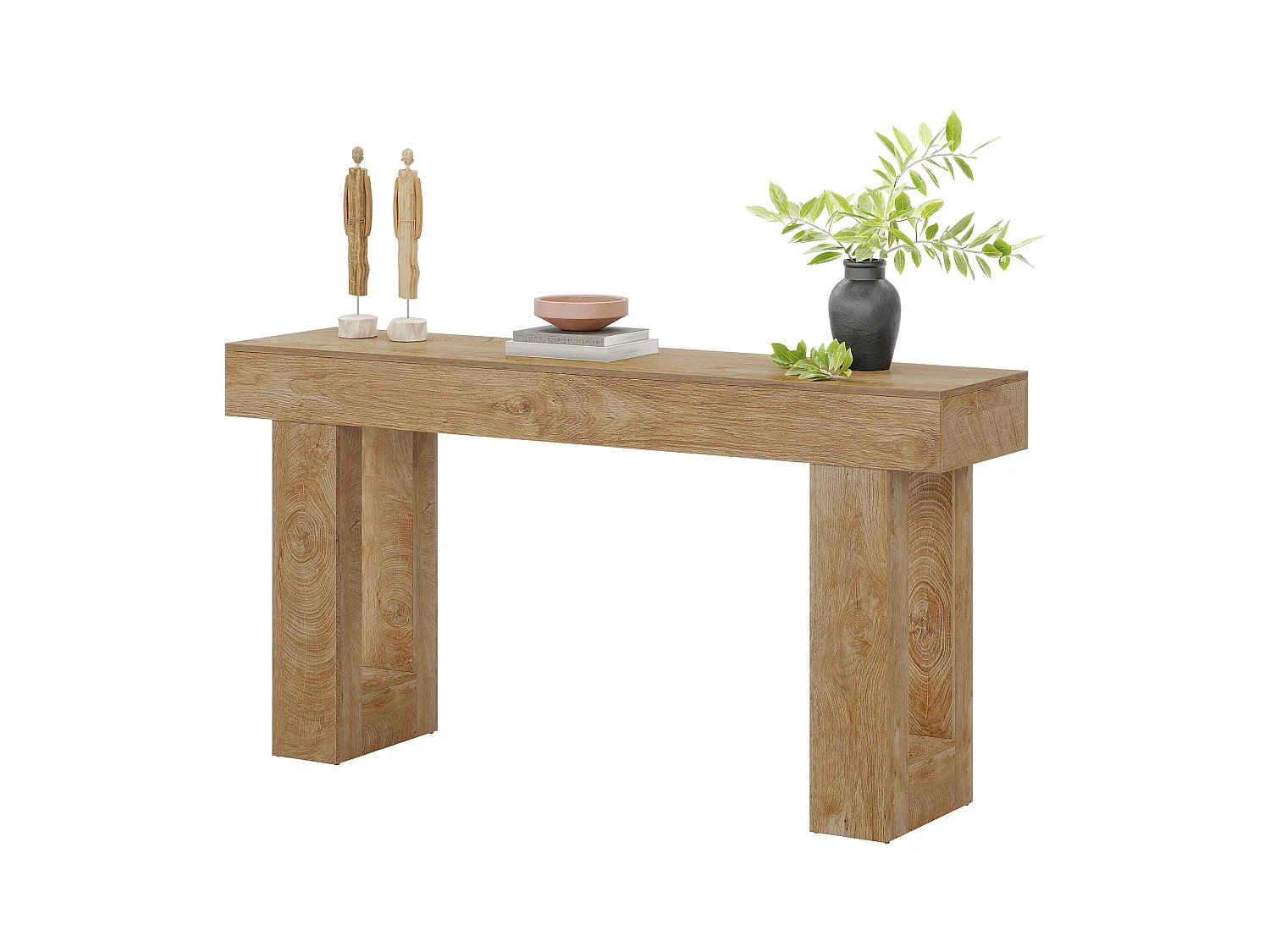 Table Console rectangulaire de 160 cm de Long, Table Basse derrière Le canapé pour entrée (Naturel)