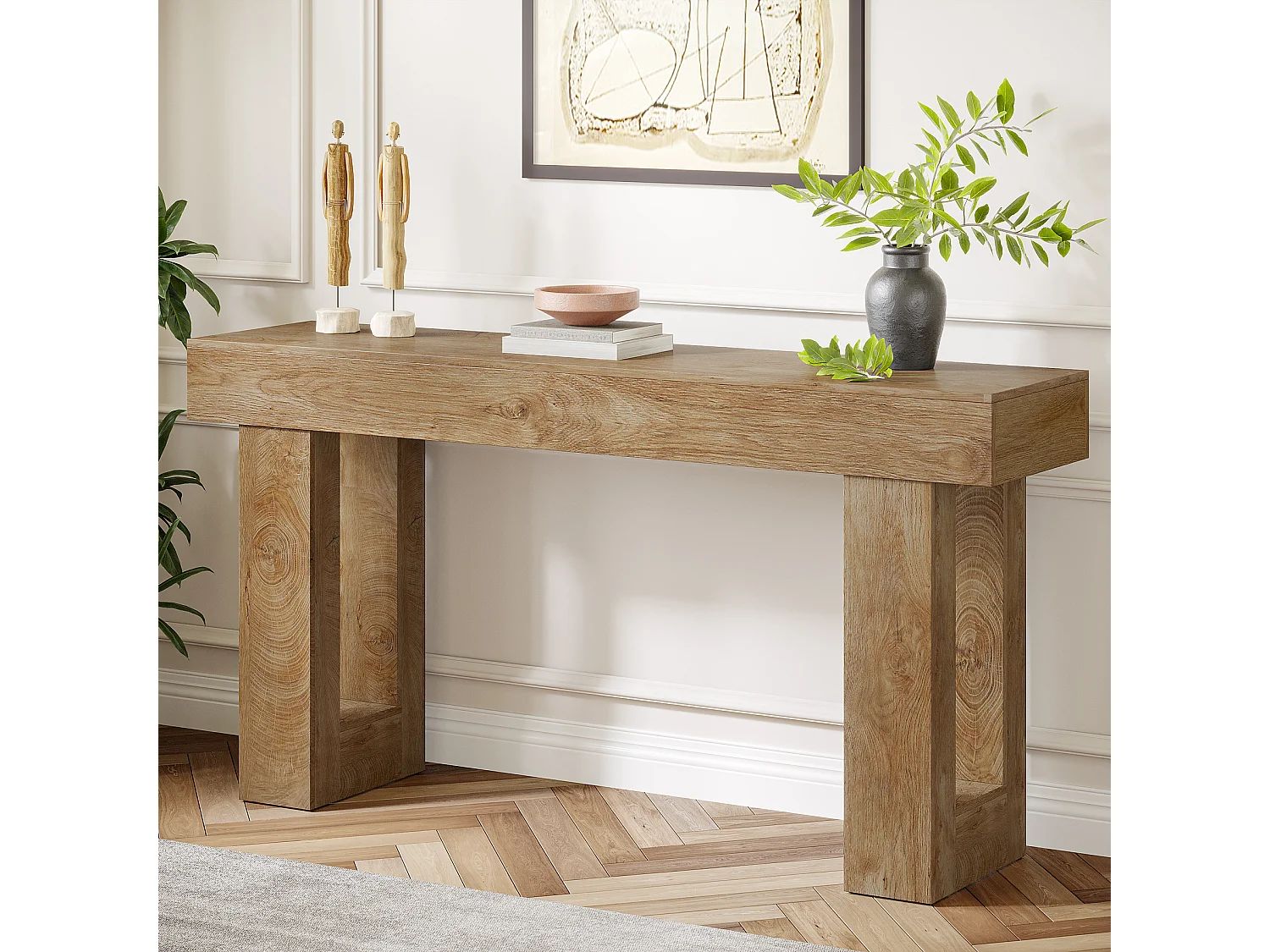 Table Console rectangulaire de 160 cm de Long, Table Basse derrière Le canapé pour entrée (Naturel)
