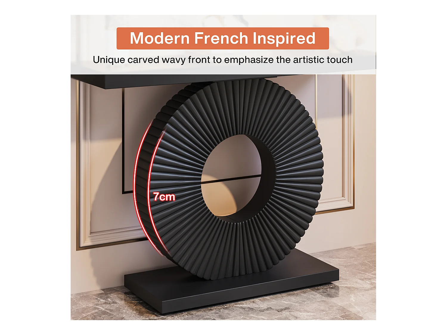 Table console moderne avec base géométrique, table d'entrée en bois de 100 cm