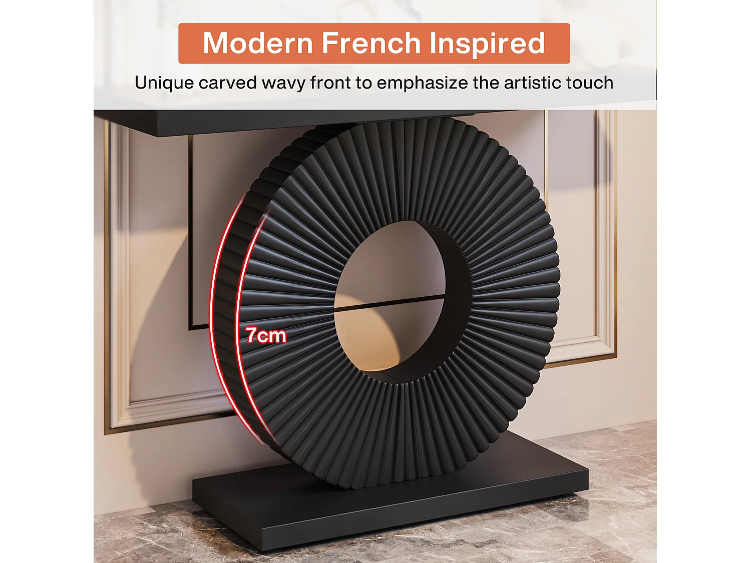 Table console moderne avec base géométrique, table d'entrée en bois de 100 cm