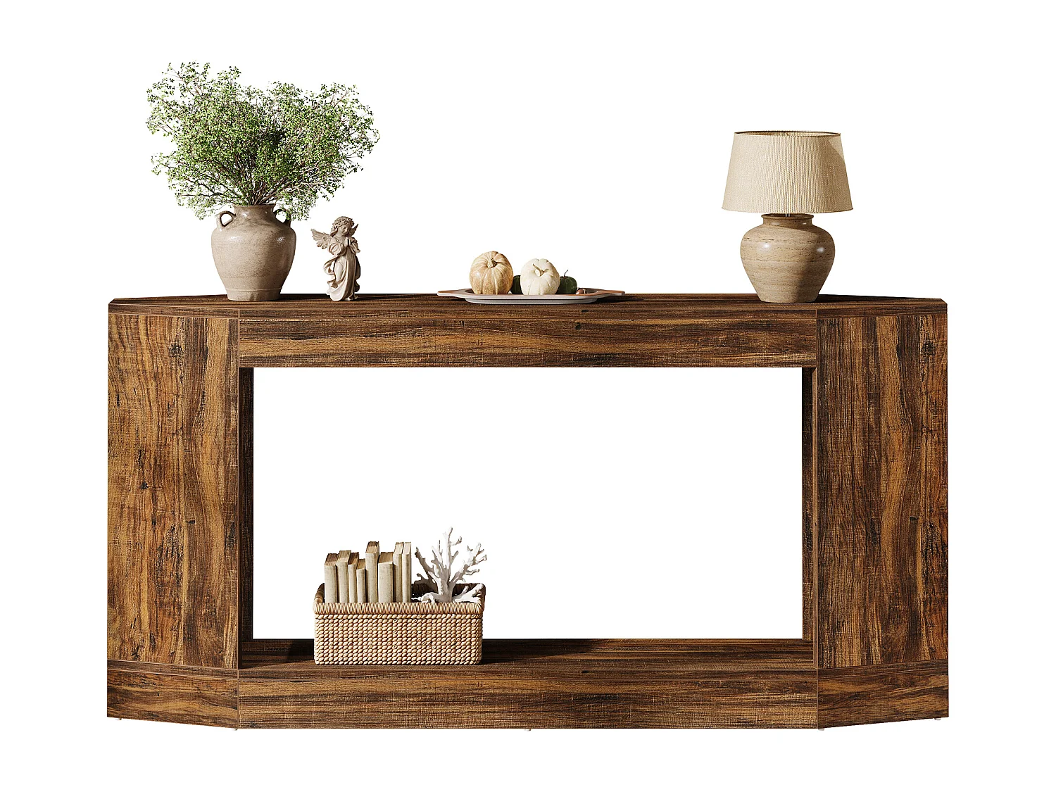 Mesa de console de 160 cm com espaço para guardar, mesa baixa atrás do sofá