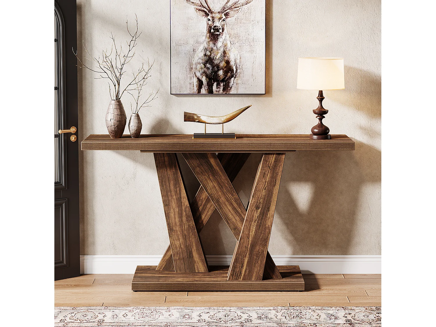 Casa de campo - Consola de mesa moderna detrás del sofá - Mesa de entrada de 140 cm de largo