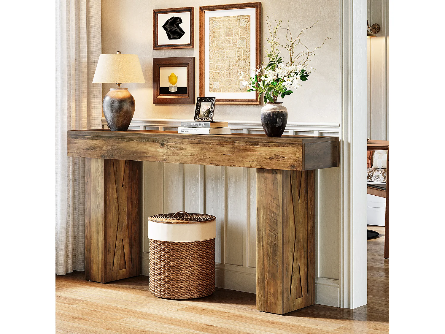 Table console étroite de 160 cm - Table basse moderne pour couloir