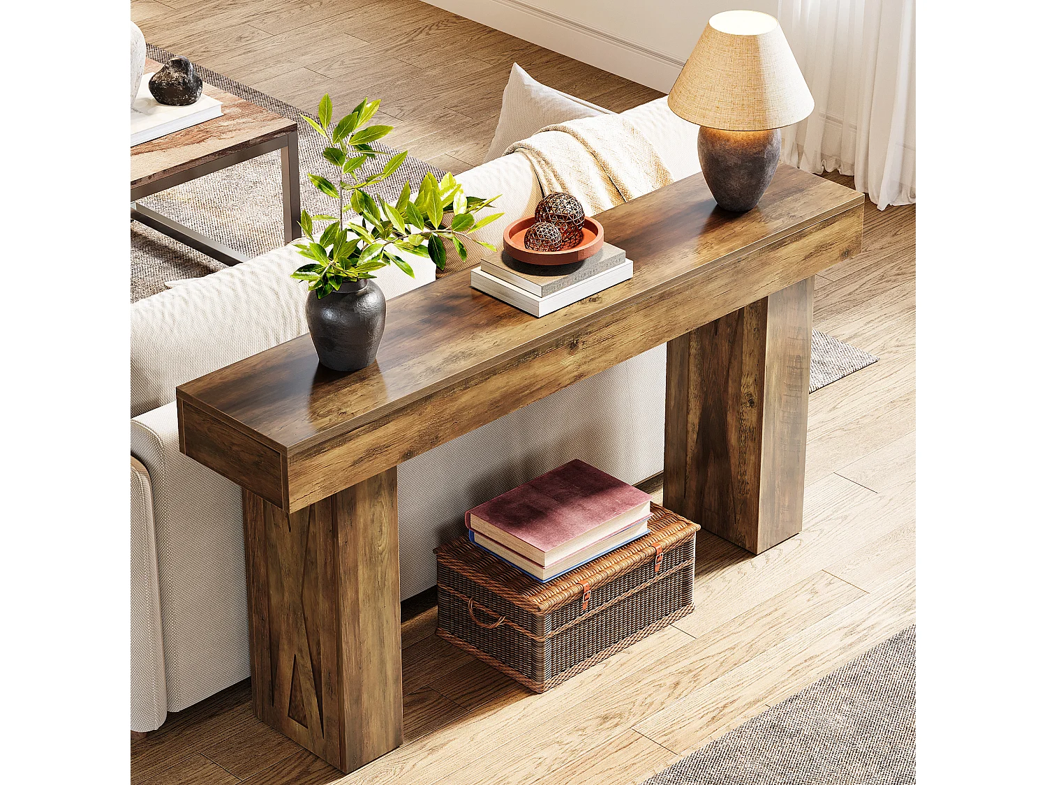 Table console étroite de 160 cm - Table basse moderne pour couloir