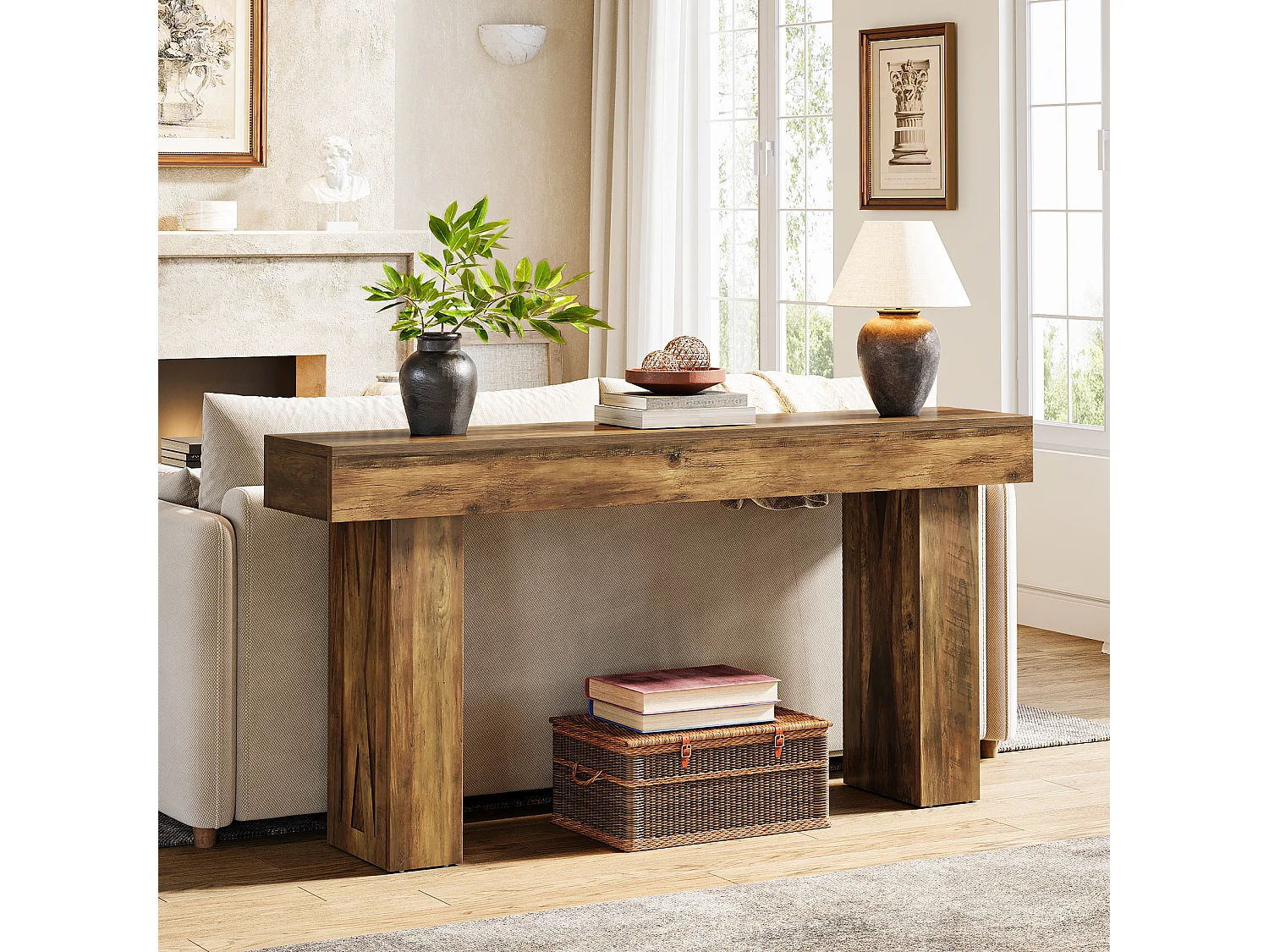 Table console étroite de 160 cm - Table basse moderne pour couloir