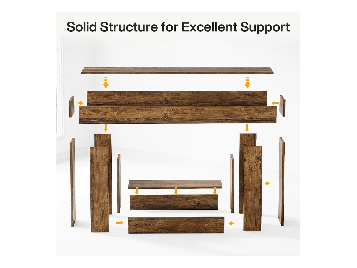 Table console de 160 cm de long, table d'entrée à 2 étages, table basse avec espace de rangement