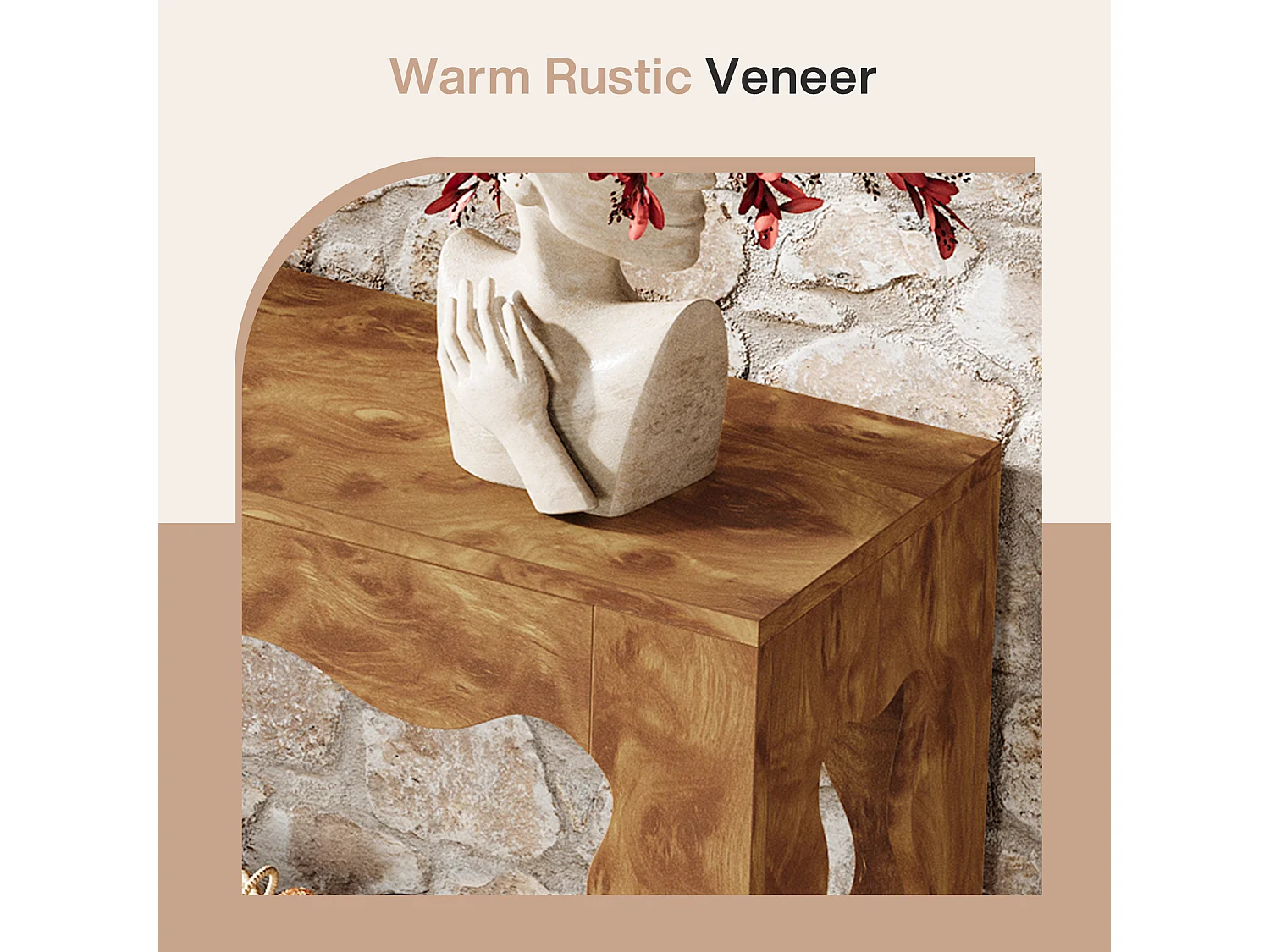 Table console de 160 cm, table d'entrée étroite à 2 niveaux avec pieds festonnés