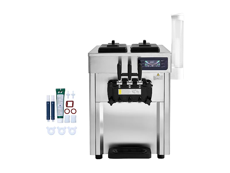 Machine à Crème Glacée SucceBuy, Appareil à Glace Italienne 3 Saveurs 18-28 L/h , pour Toute Aventure de Camping