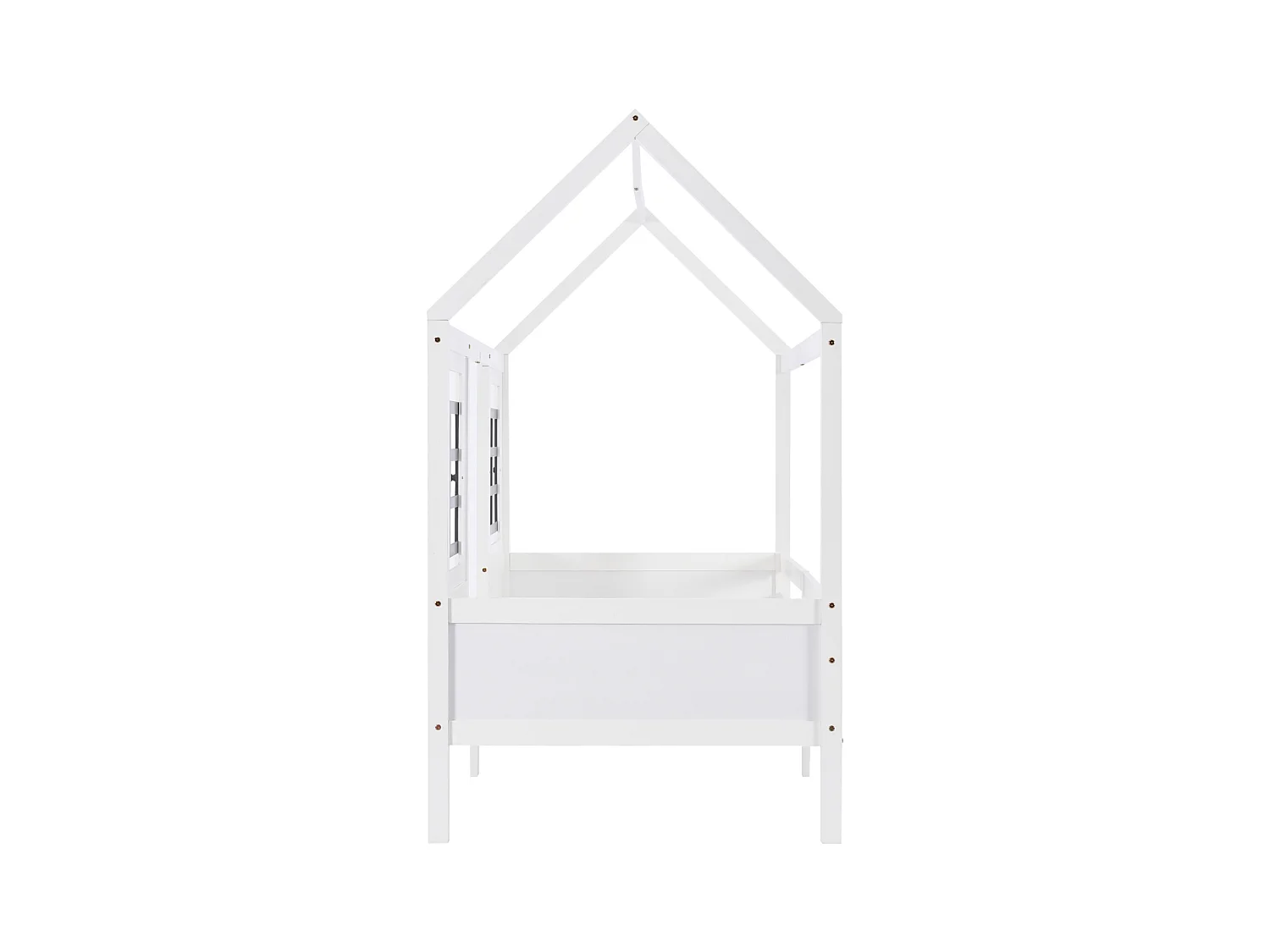 Lit cabane, lit simple, canapé-lit, lit enfant avec 2 fenêtres, cadre en pin, MDF, blanc (200x90cm)