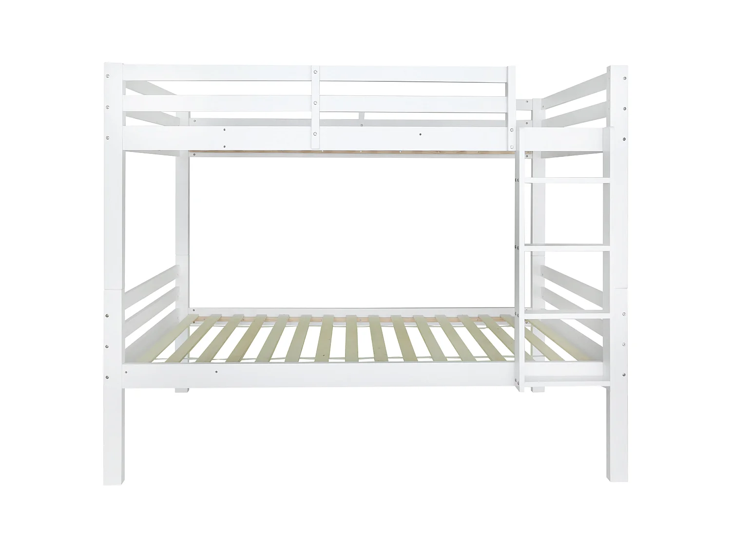 Kinder-Etagenbett, 3-stufige Schrägleiter, Schutz, 2 Einzelbetten, Kiefer, weiß, 90x200cm