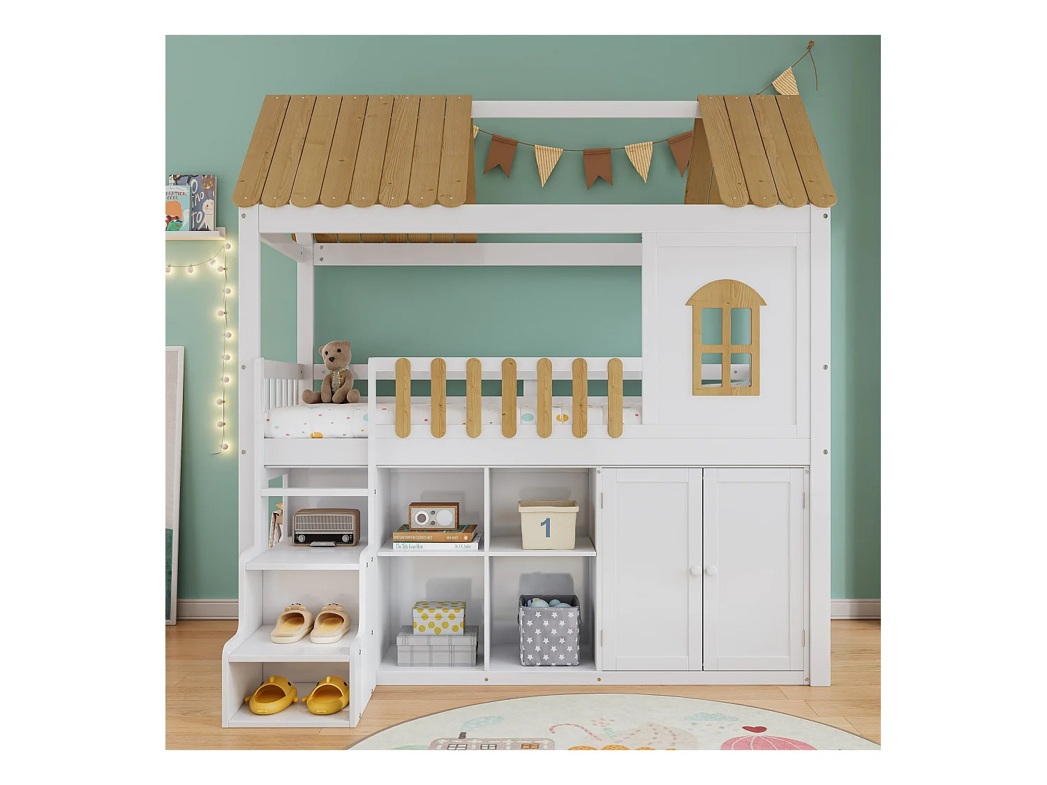 Beliche madeira, armazenamento, guarda-roupa+janela+sapateira, pinho, branco+natural, 90x200cm