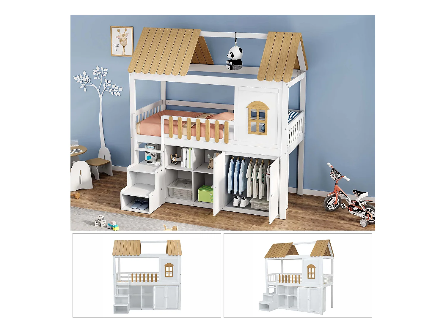 Beliche madeira, armazenamento, guarda-roupa+janela+sapateira, pinho, branco+natural, 90x200cm