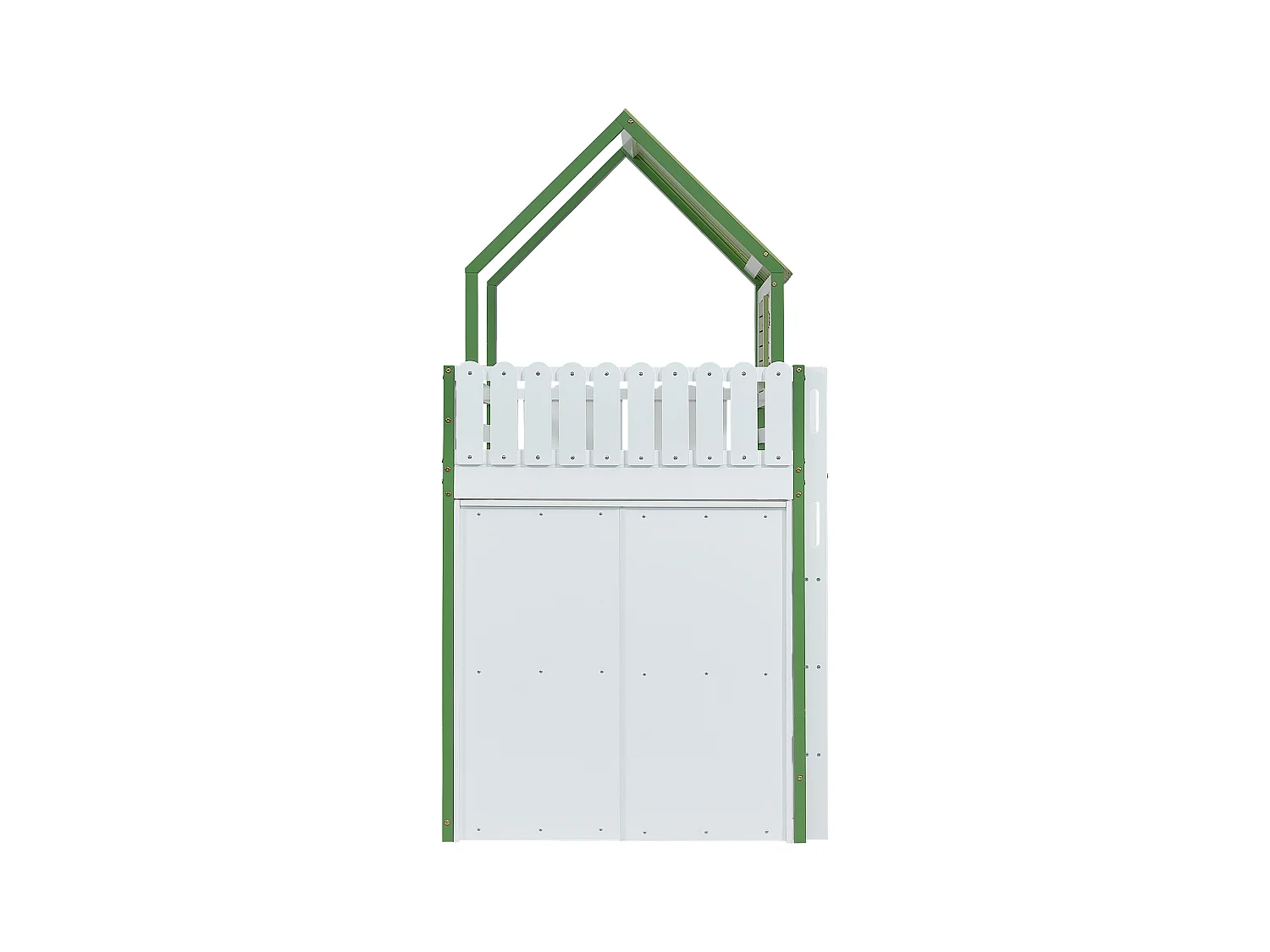 Kinderhochbett, Sicherheitstür, Dach, Fenster, Stauraum (Schrank), 3-stöckiges Regal, 3-stufige Leiter, Kiefer+MDF+Sperrholz, 90x200