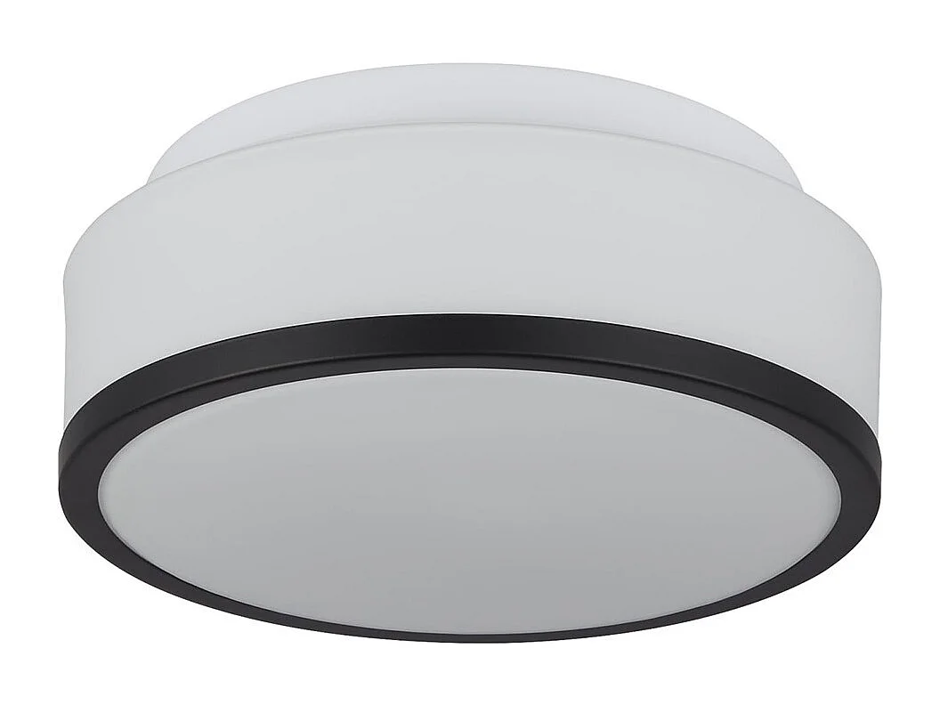 Searchlicht Cheese Badezimmer IP44 2-Licht bündig, opalweißer Glasschirm, mattschwarzer Rand, Durchmesser 23 cm, IP44