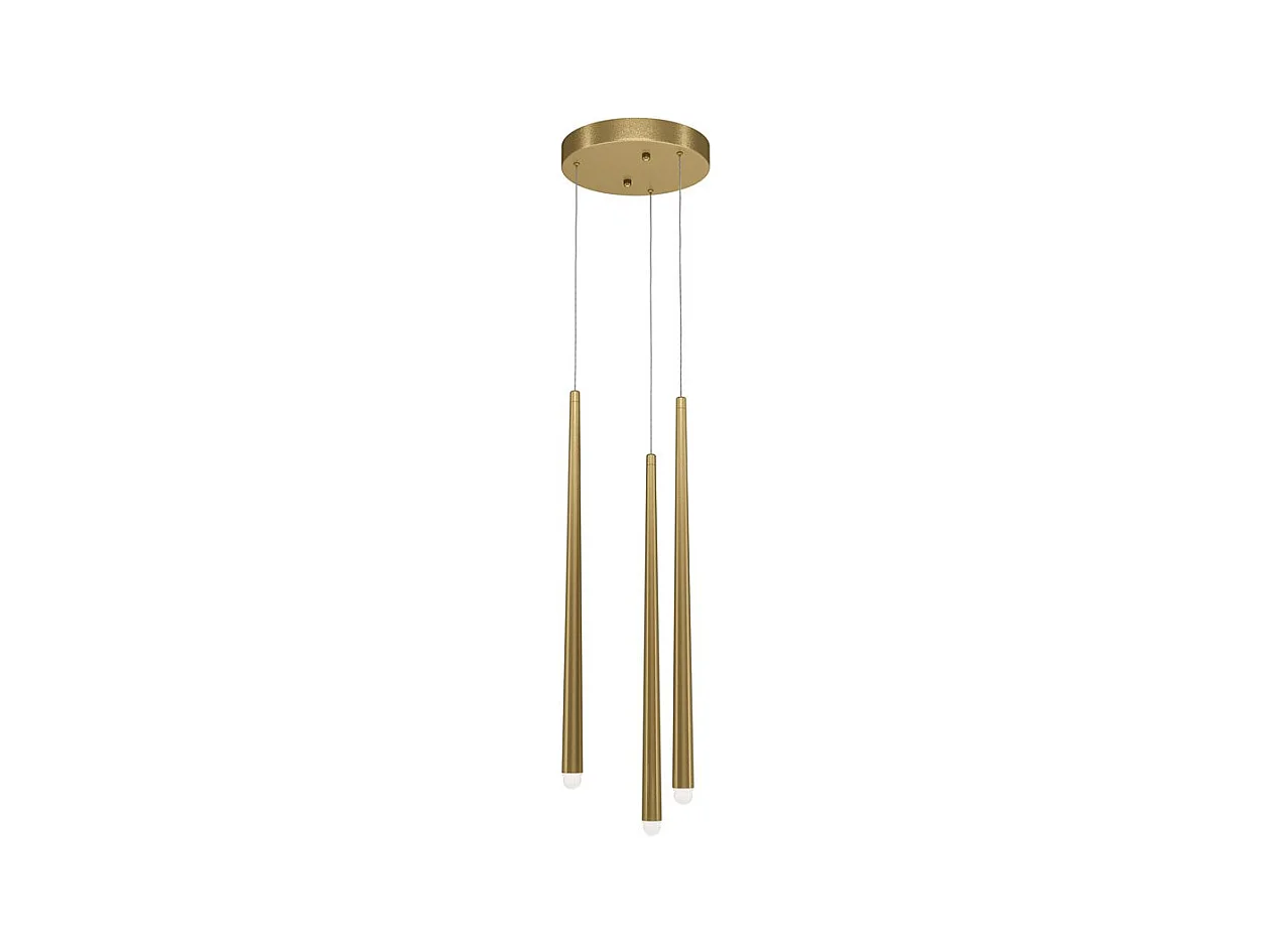 Lampadario A Sospensione Moderno Cascade Alluminio Ottone 3 Luci Led 18W