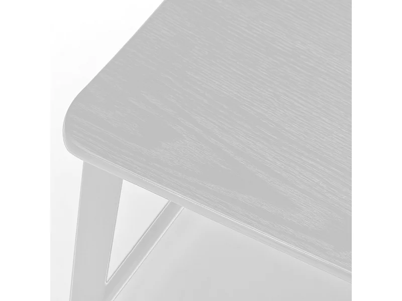 Komplet 2 białych drewnianych wysokich krzeseł z podnóżkiem i metalowymi nogami "Teo" cm 51,5x51,97h