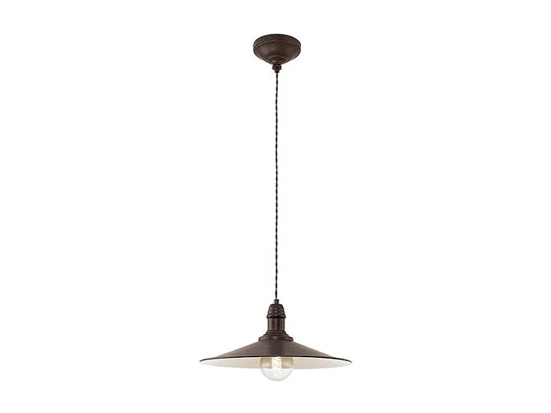 Lampadario A Sospensione Vintage Stockbury Acciaio Marrone Antico 1 Luce E27