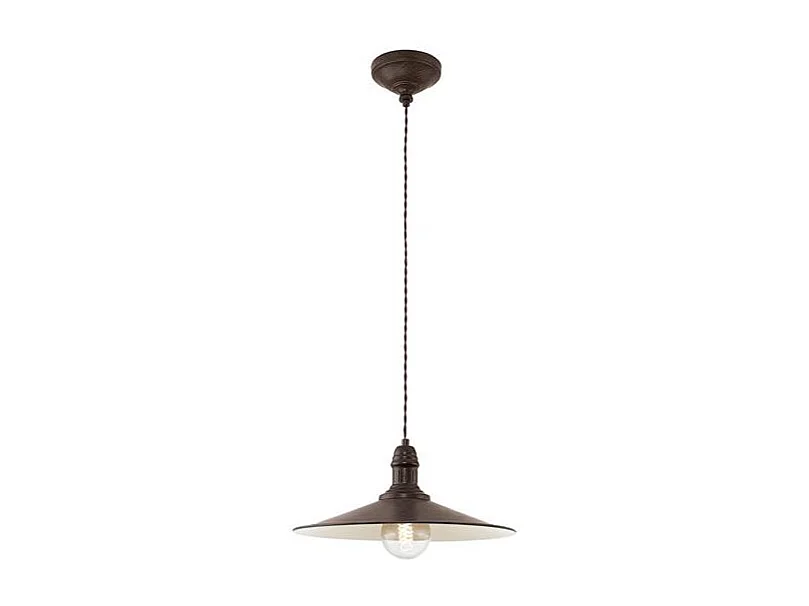 Lampadario A Sospensione Vintage Stockbury Acciaio Marrone Antico 1 Luce E27
