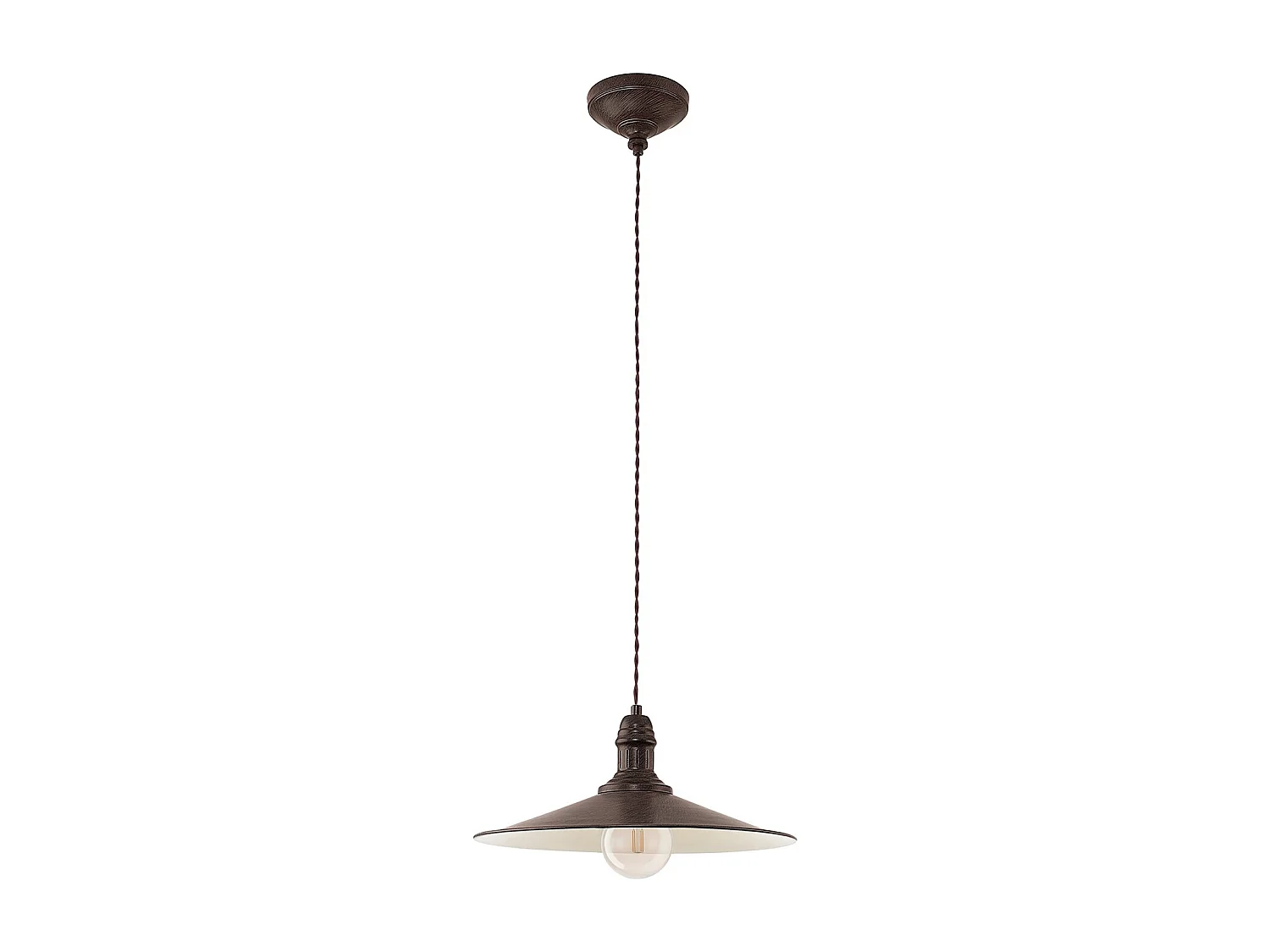 Lampadario A Sospensione Vintage Stockbury Acciaio Marrone Antico 1 Luce E27