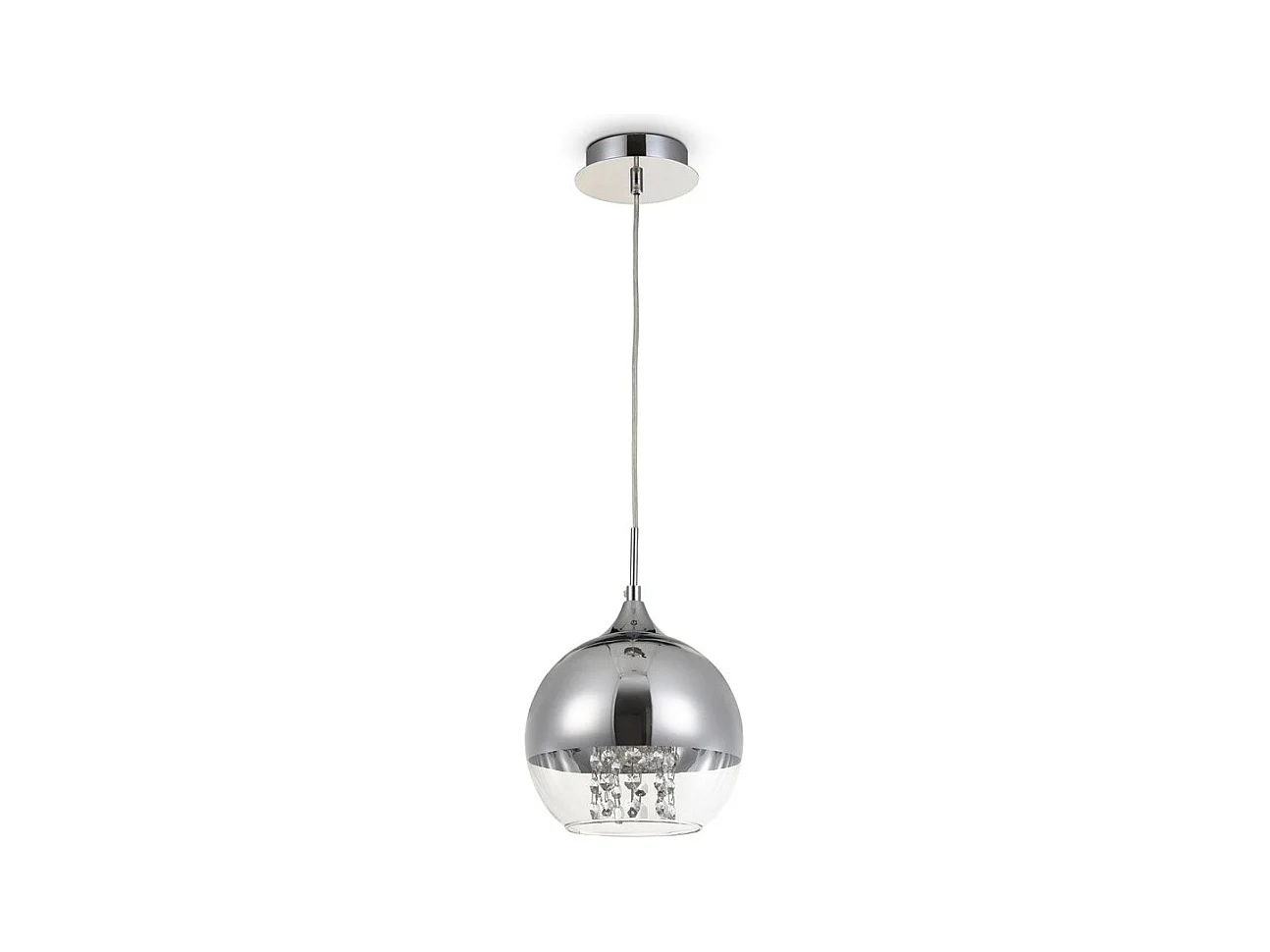 Fermi Lampada a sospensione a soffitto a cupola in nichel e cristallo, 1 luce, E27