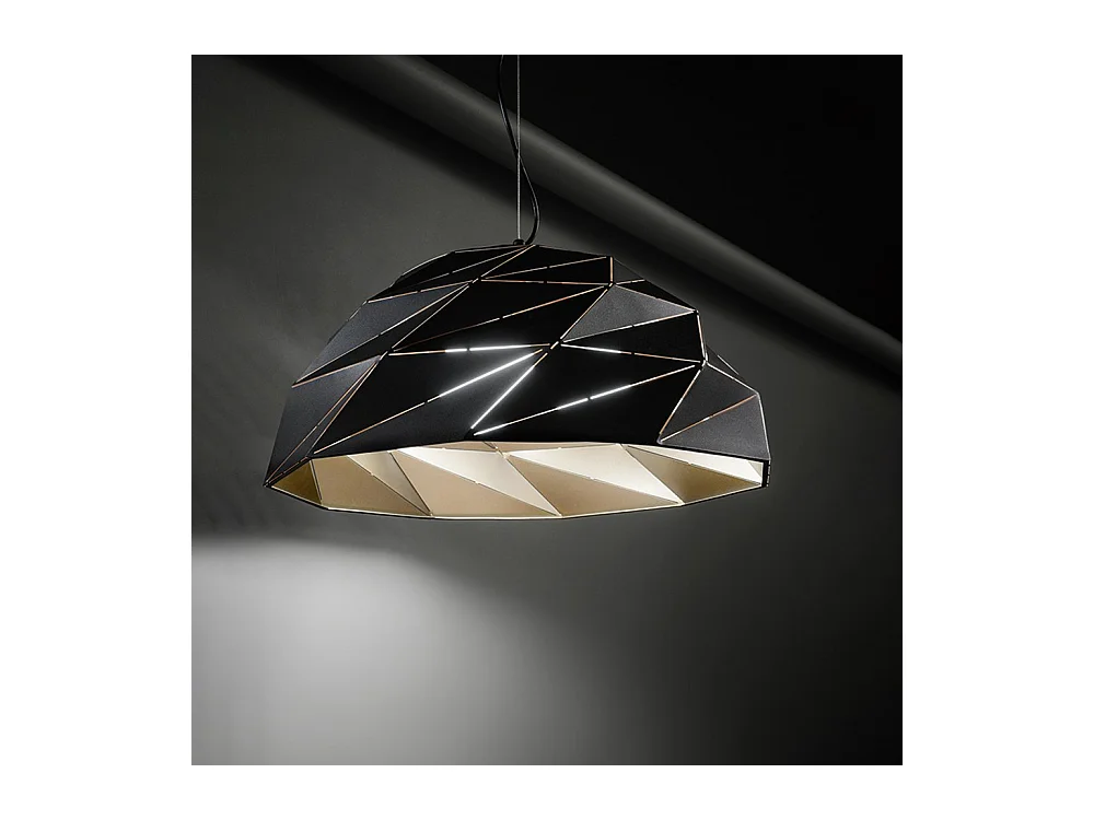 Lampadario In Metallo Contemporaneo Tilt Nero Oro 3 Luci E27
