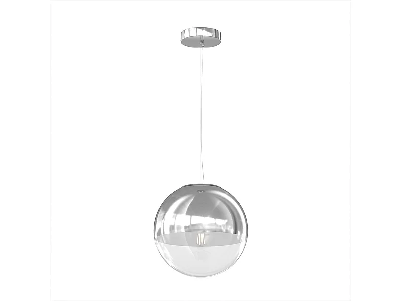 Sospensione Contemporanea Target Metallo Cromo Vetro Cromo Trasp 1 Luce E27 30Cm