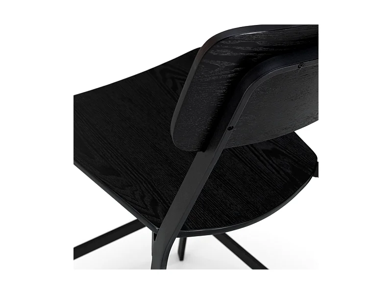 Komplet 2 czarnych drewnianych wysokich krzeseł z podnóżkiem i metalowymi nogami "Teo" cm 51,5x51,97h