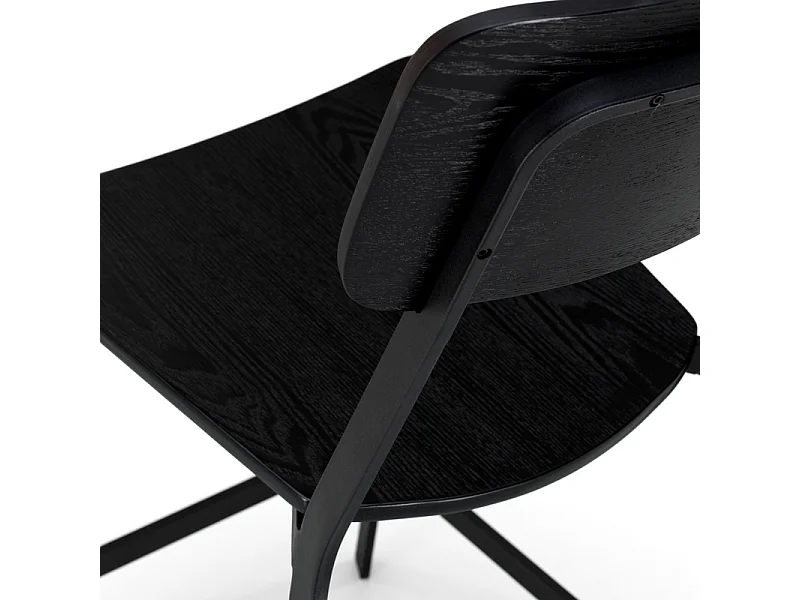 Set van 2 zwarte houten hoge krukken met voetenbank en metalen poten "Teo" cm 51,5x51,97h