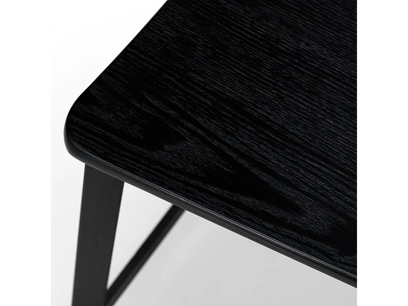 Set van 2 zwarte houten hoge krukken met voetenbank en metalen poten "Teo" cm 51,5x51,97h