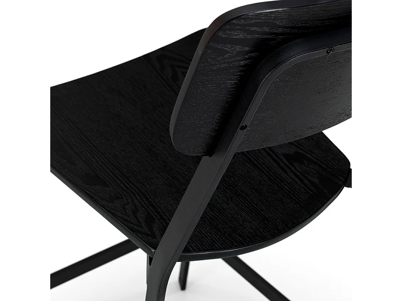 Komplet 2 czarnych drewnianych wysokich krzeseł z podnóżkiem i metalowymi nogami "Teo" cm 51,5x51,97h