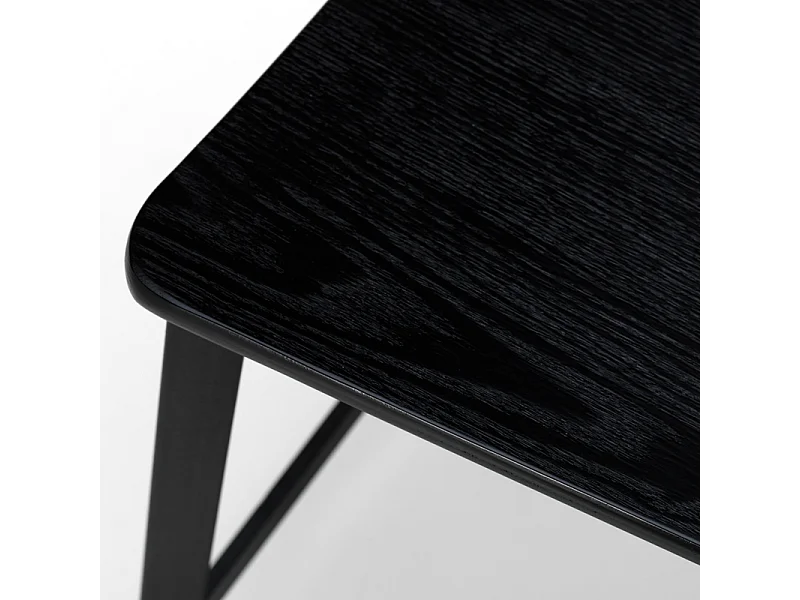 Komplet 2 czarnych drewnianych wysokich krzeseł z podnóżkiem i metalowymi nogami "Teo" cm 51,5x51,97h