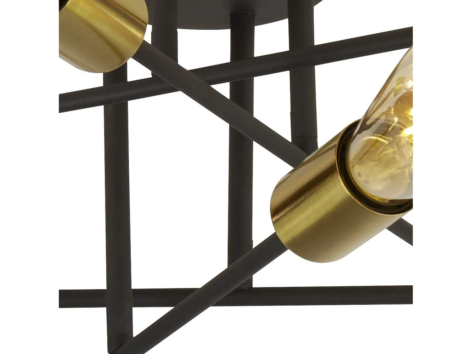 Searchlight Armstrong - Plafoniera a 8 luci semi filo nero opaco, ottone satinato, attacco E27