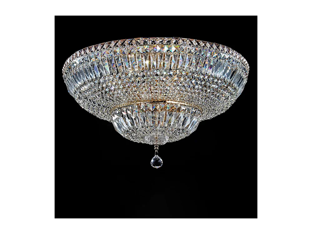 Basfor Lampada da soffitto semi-incasso oro antico e cristallo, 16 luci, E14