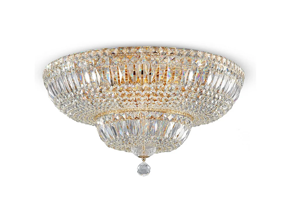 Basfor Lampada da soffitto semi-incasso oro antico e cristallo, 16 luci, E14