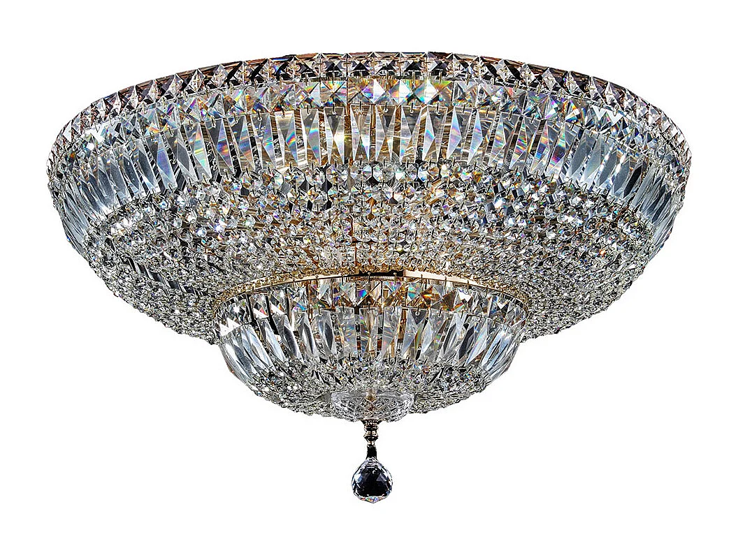 Basfor Halbbündige Deckenlampe Gold Antik & Kristall, 16 Licht, E14