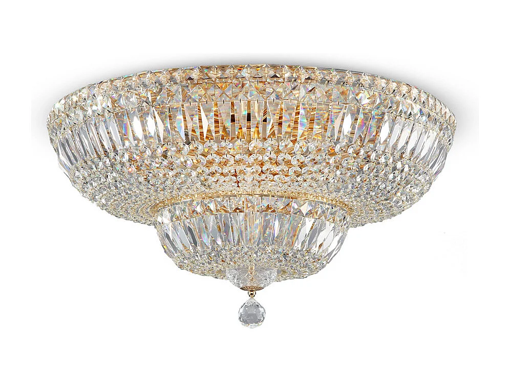 Basfor Halbbündige Deckenlampe Gold Antik & Kristall, 16 Licht, E14