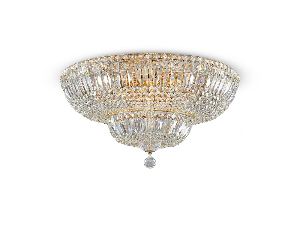 Basfor Lampada da soffitto semi-incasso oro antico e cristallo, 16 luci, E14