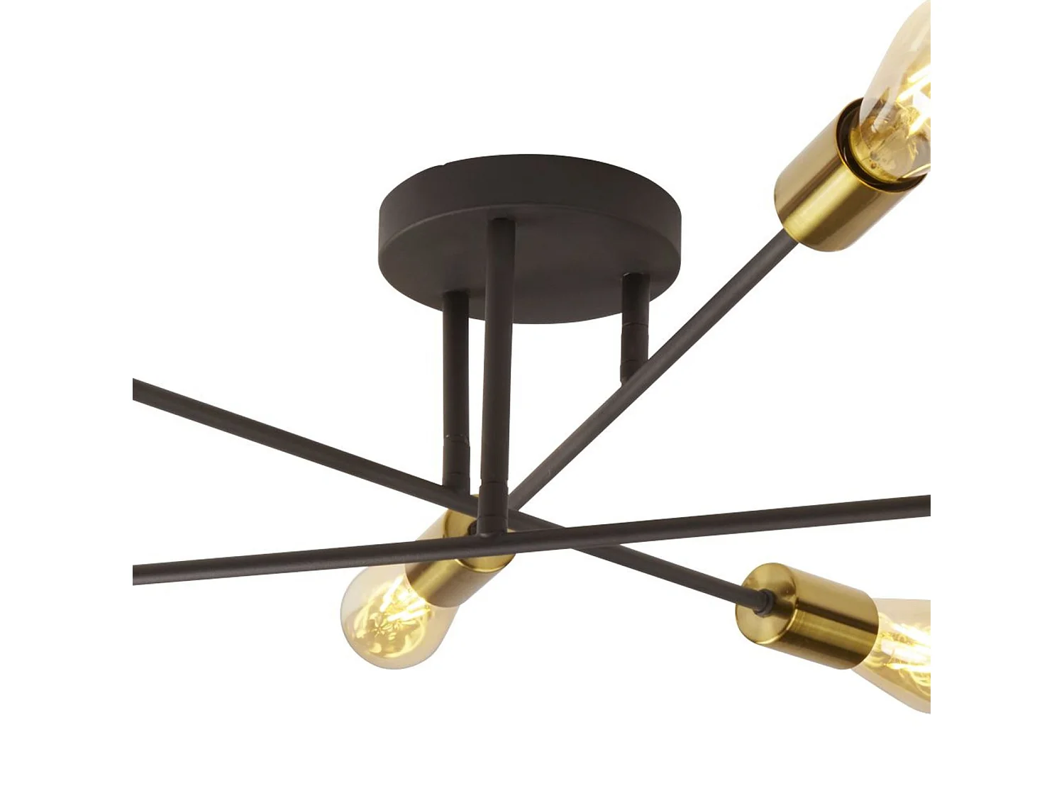 Searchlight Armstrong - Plafoniera a 6 luci semi filo nero opaco, ottone satinato, attacco E27