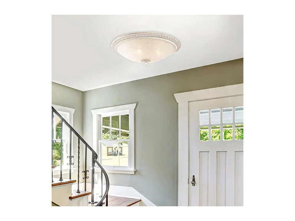 Pascal Plafón Flush Bowl Blanco con Oro, 3 Luces, E27