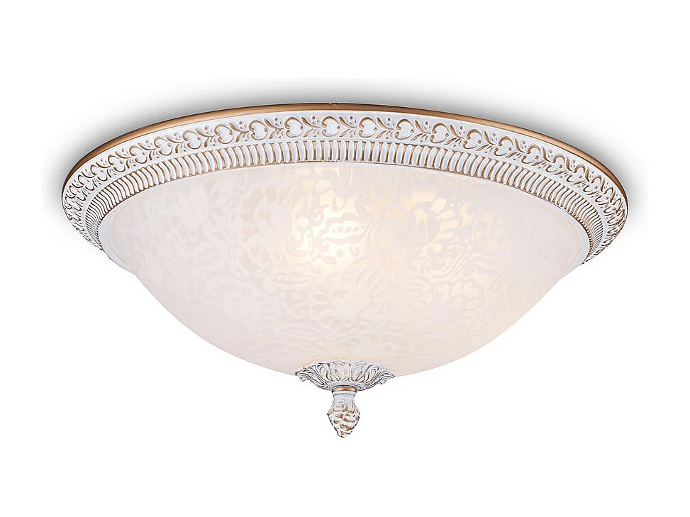 Pascal Flush Bowl Deckenlampe Weiß mit Gold, 3 Licht, E27