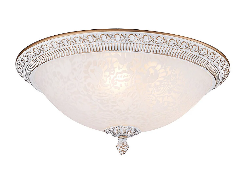 Pascal Flush Bowl Deckenlampe Weiß mit Gold, 3 Licht, E27