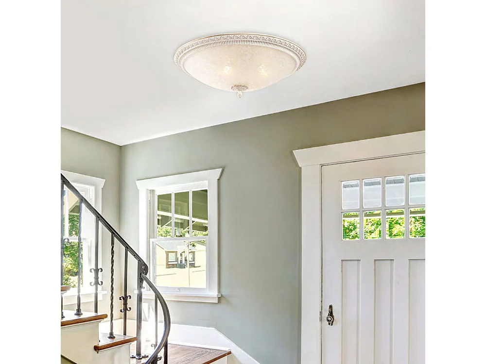 Pascal Flush Bowl Deckenlampe Weiß mit Gold, 3 Licht, E27