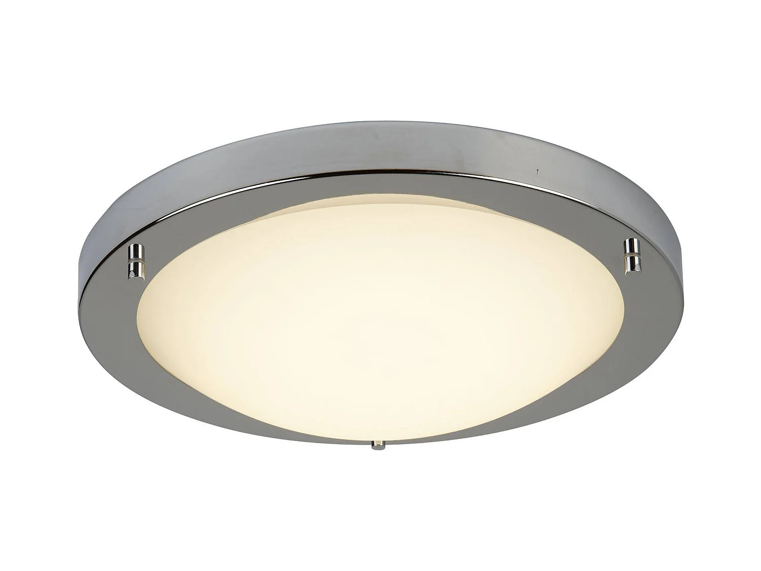 Searchlight Flush - Plafoniera a LED piccola rotonda da incasso per bagno argento satinato, bianco IP44