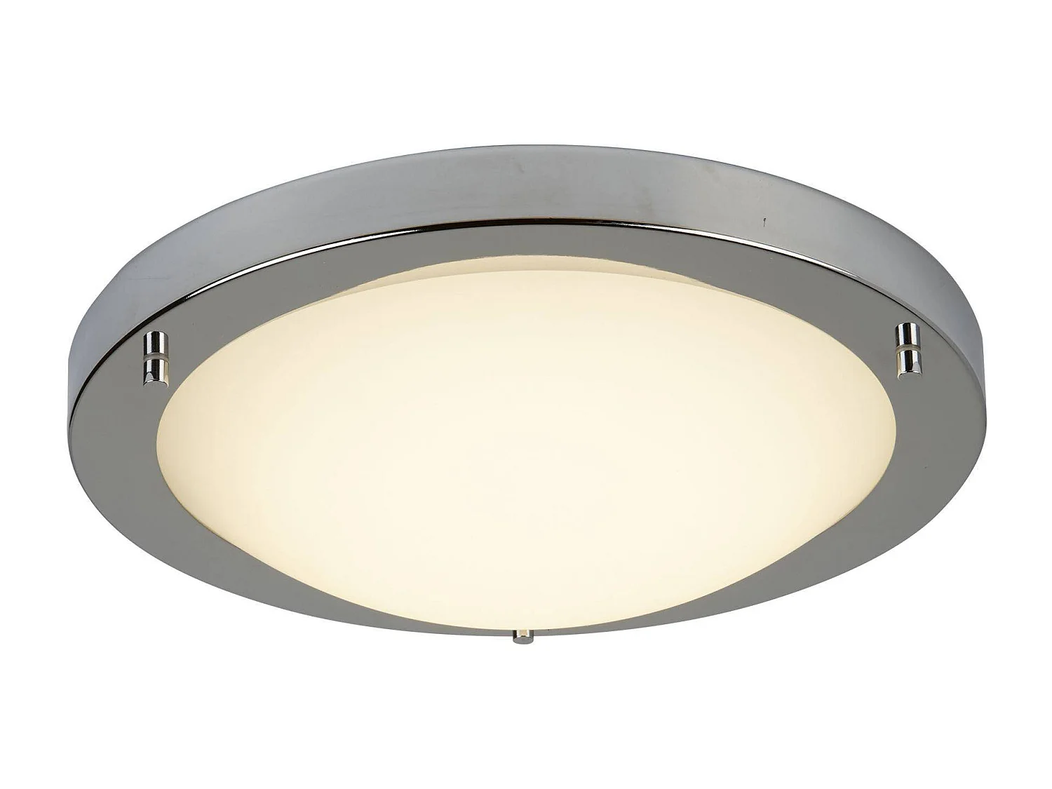 Searchlight Flush - Plafoniera a LED piccola rotonda da incasso per bagno argento satinato, bianco IP44