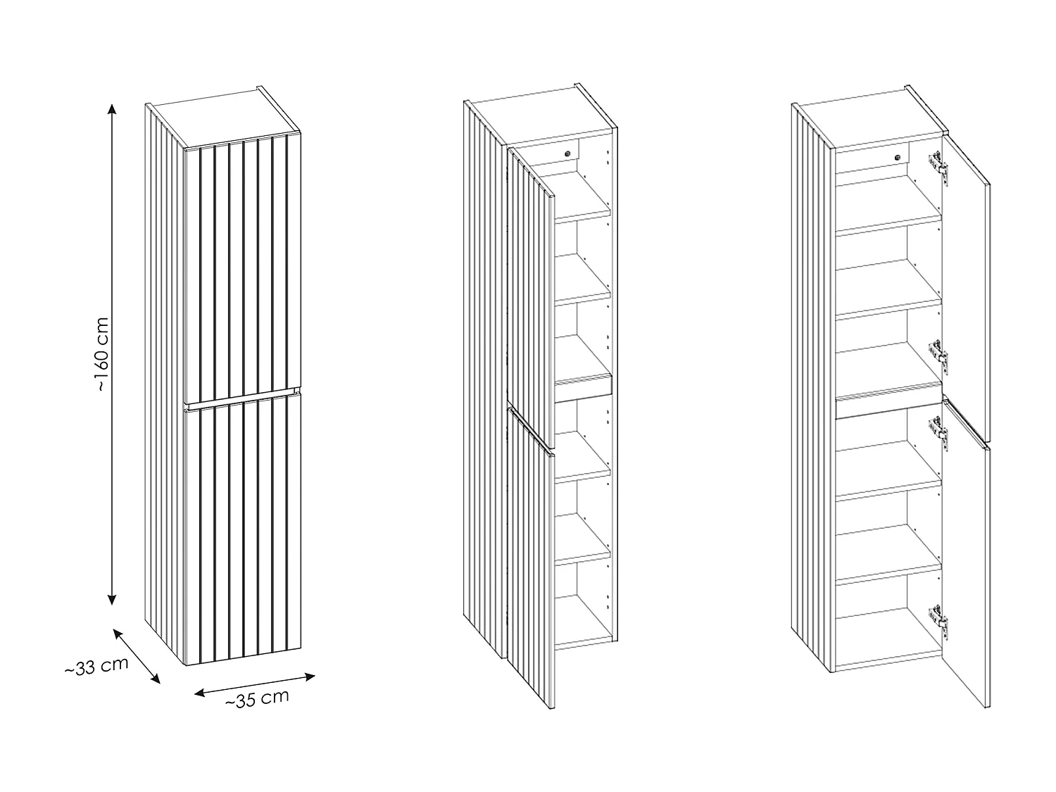 Colonne de salle de bain suspendue striée rose - H160 cm - SATARA