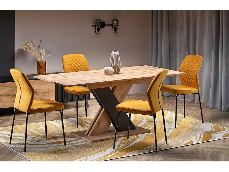 Tavolo da pranzo XARELTO (85x135-175)/Estensibile/Marrone&Nero