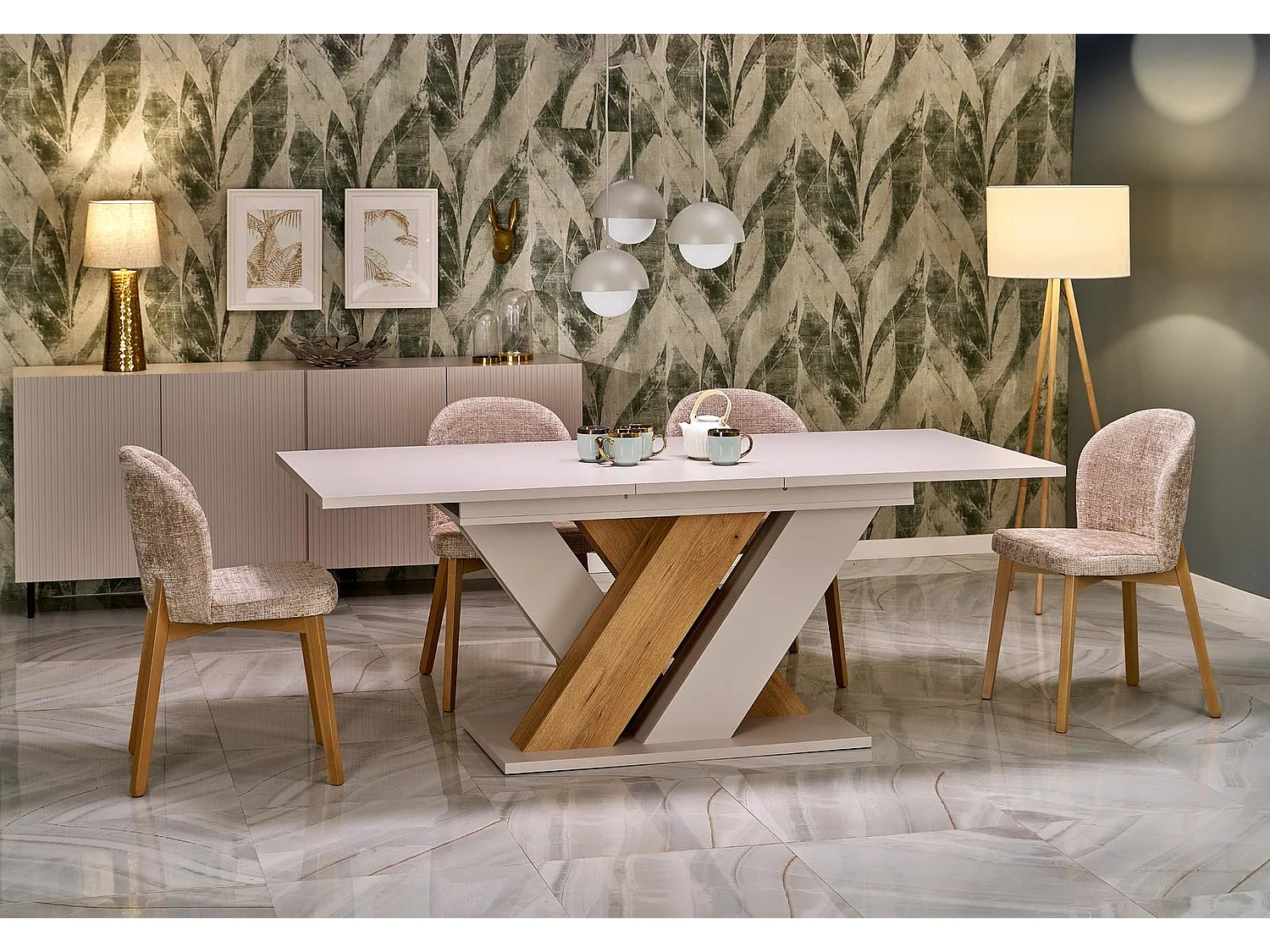 Esstisch Brandon (90x160-200)/Ausziehbar/Hellgrau&Braun