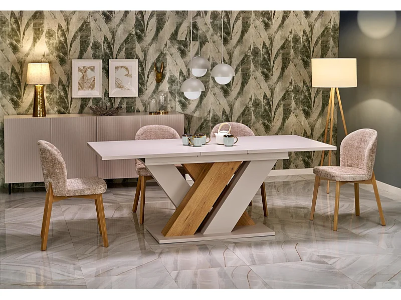 Tavolo da pranzo Brandon (90 x 160-200)/Estensibile/Grigio chiaro marrone