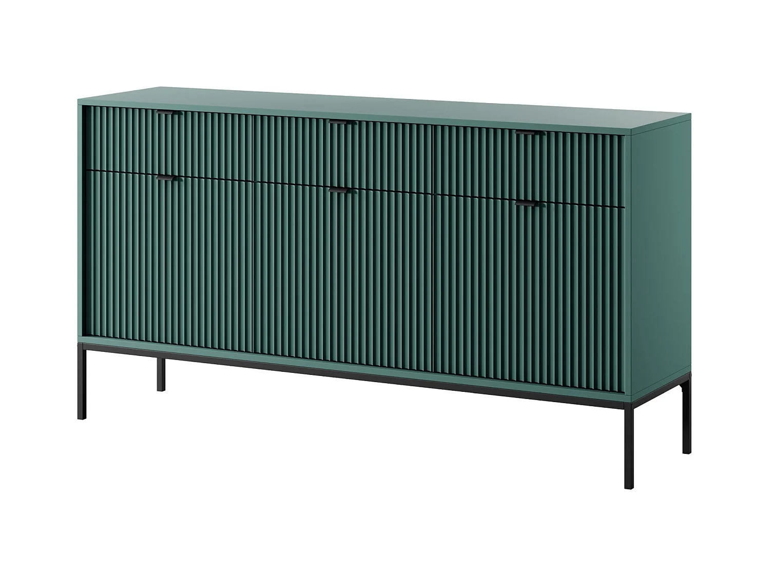 Buffet 3 portes - 154 cm - vert avec pieds noirs - VELLORE